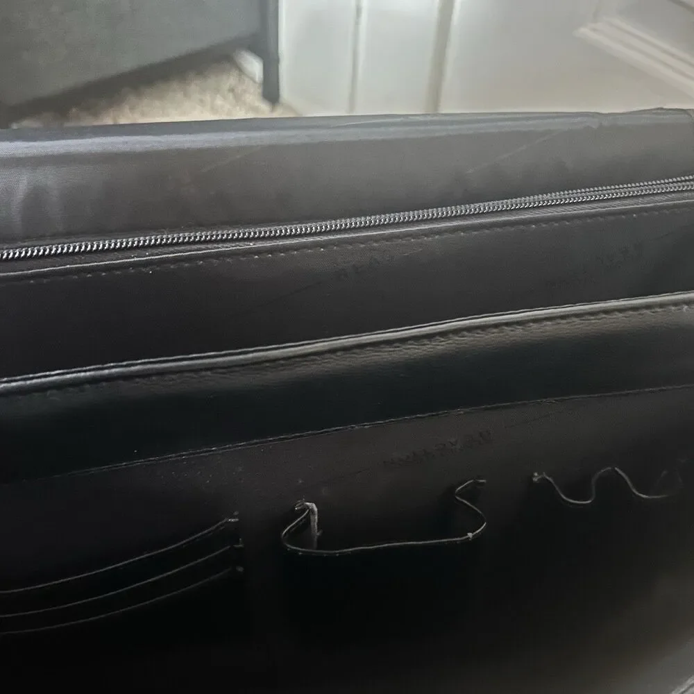 Kenneth Cole Reaction Laptop Briefcase Black Leather Mens Bag